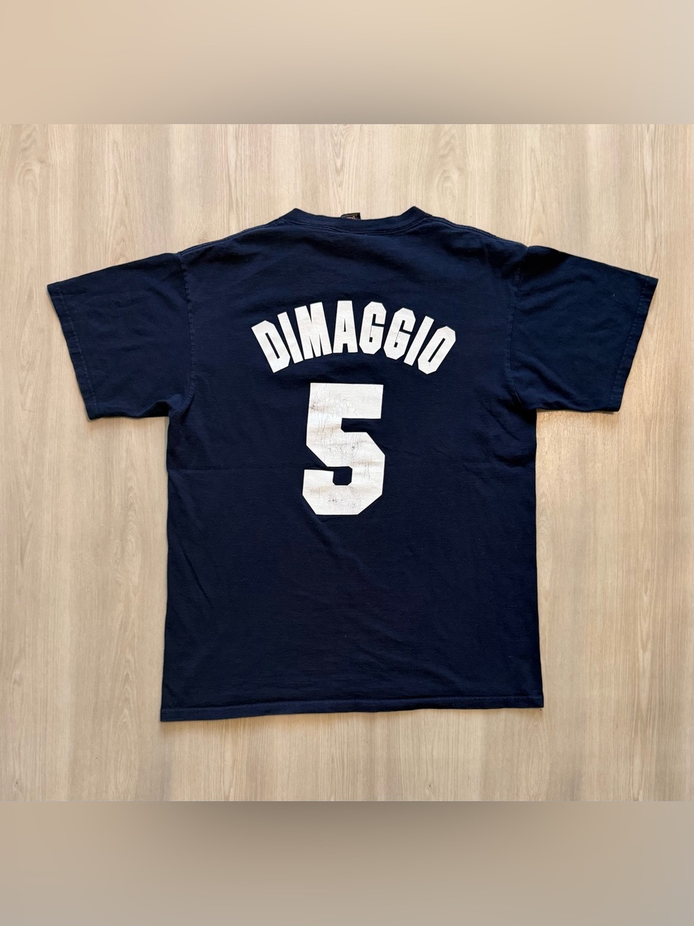 Vintage Majestic NY Yankees DiMaggio #5 Tee Sz L *Distressed